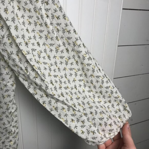 Old Navy Ivory Gold Square Neck Button Down Balloon Sleeve G17 - Picture 3 of 6